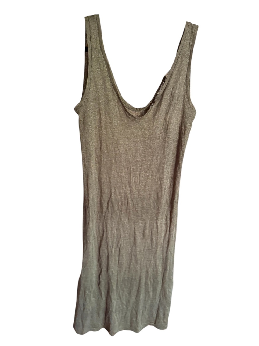 H&M Olive Green Sleeveless Linen Midi Dress